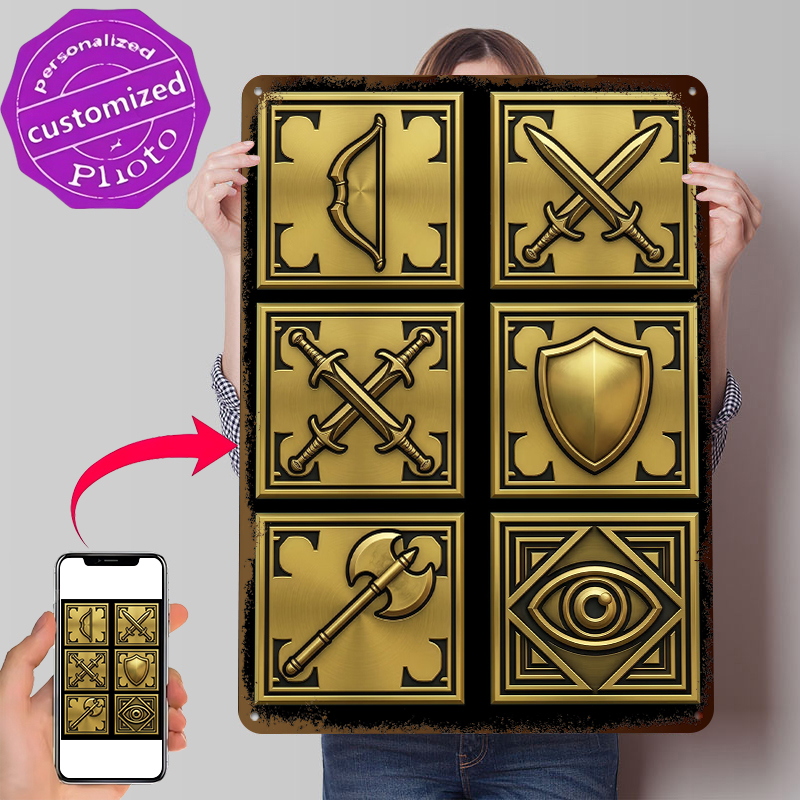 Retro Gaming Icons - Fantasy Game Icons Tinplate Poster Wall