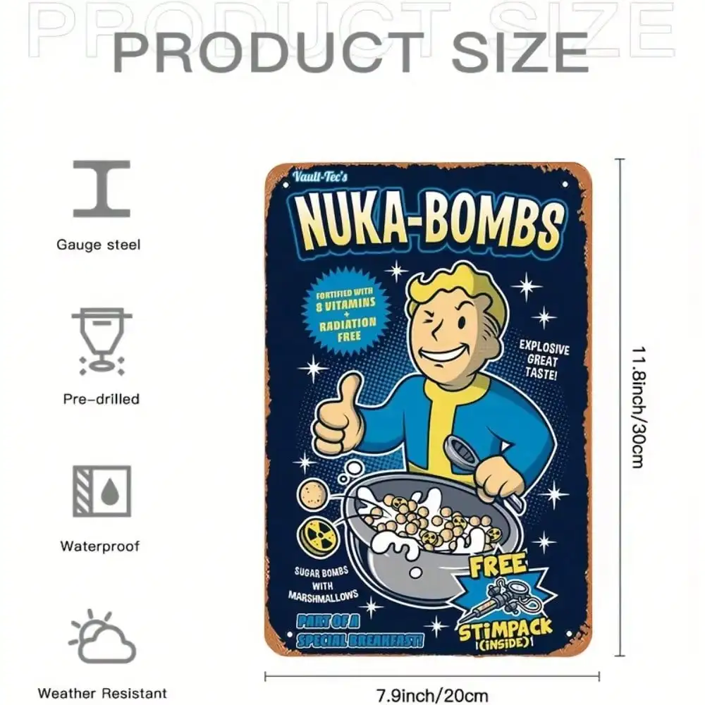 Vault-Tec Nuka-Bombs Metal Wal - Retro Gaming Vault reseña y precio